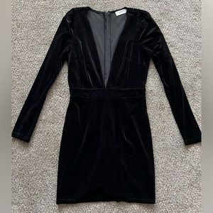 V neck velvet dress